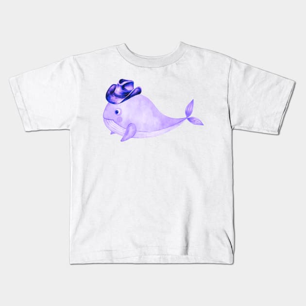 Cowboy Whale Kids T-Shirt by TammyWinandArt